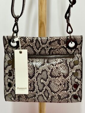 HAMMITT Small Tony Crossbody Bag In Contrast Snake 🐍 Gunmetal Hardware NWT